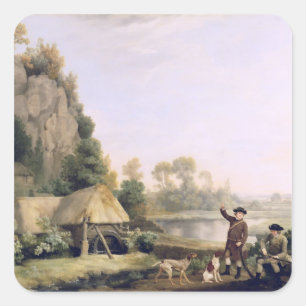 George Stubbs   Two Gentlemen Going a Shooting, wi Square Sticker
