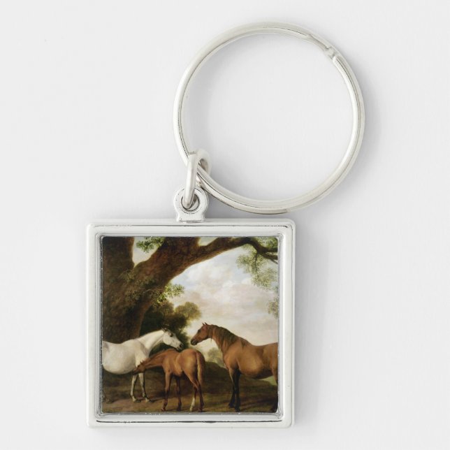 George Stubbs | Two Shafto Mares and a Foal, 1774 Key Ring (Front)