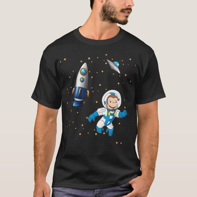 George  The Curious Monkey Astronaut Cartoon In Sp T-Shirt (Front)