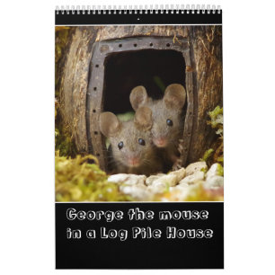 George the mouse in a log pile house 2024 new calendar