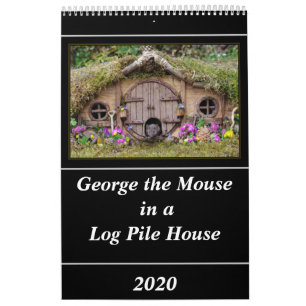 George the mouse in a log pile House calendar