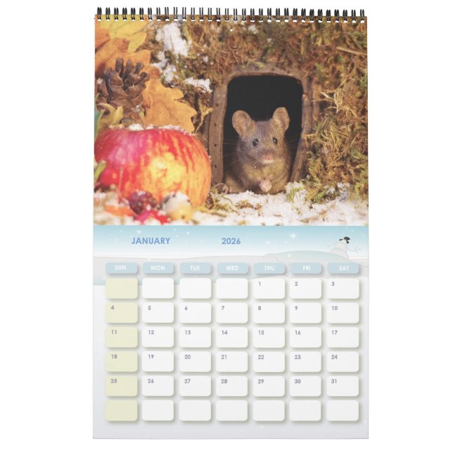 George the mouse in a log pile House calendar new (Jan 2026)