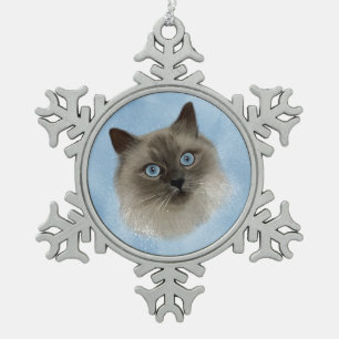 George the ragdoll snowflake pewter christmas ornament