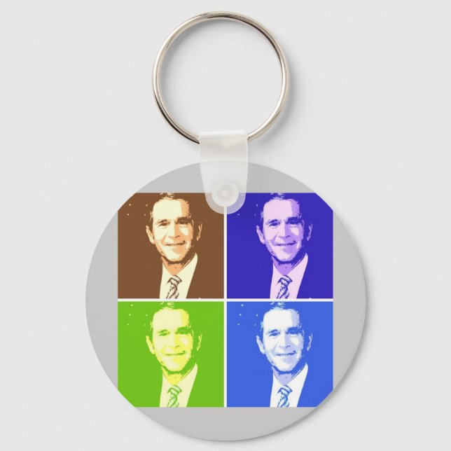 George W Bush Pop Art Key Ring (Front)