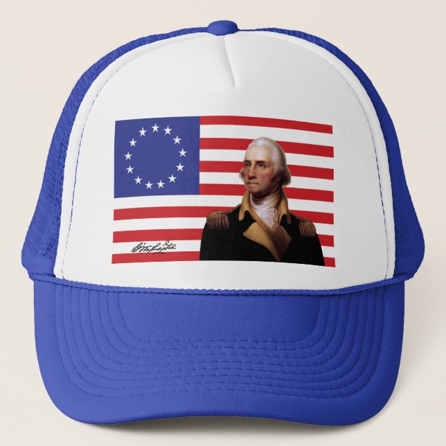 George Washington & 13-Star U.S. Flag Trucker Hat (Front)