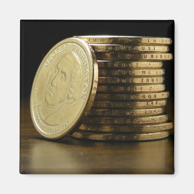 George Washington $1 Presidential Coin Stack Magnet (Front)