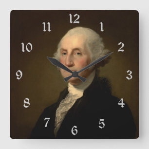 George Washington 1st American President by Stuart Square Wall Clock