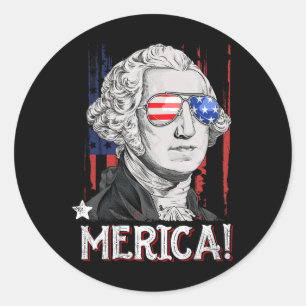 George Washington 4th Of July Merica Men Women Ame Classic Round Sticker