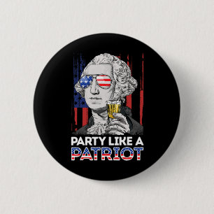George Washington 4th Of July Party Like A Patriot 6 Cm Round Badge