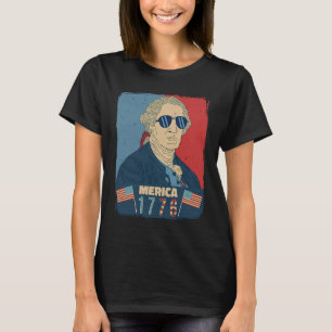 George Washington 4th of July USA Flag Sunglasses  T-Shirt