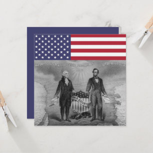 George Washington Abraham Lincoln American Flag Card