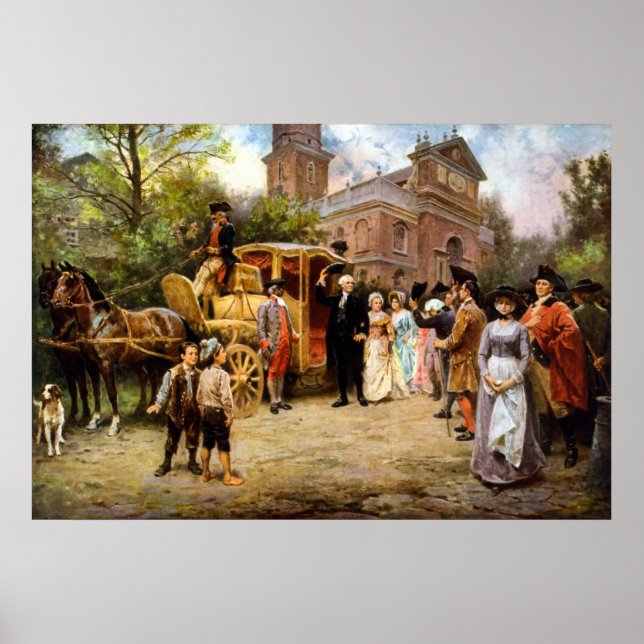 George Washington arriving at Christ Church Poster (Front)