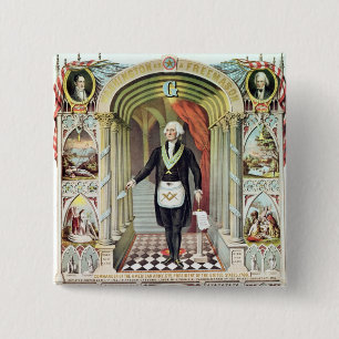 George Washington as a Freemason 15 Cm Square Badge