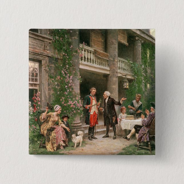 George Washington at Bartram's Garden 15 Cm Square Badge (Front)