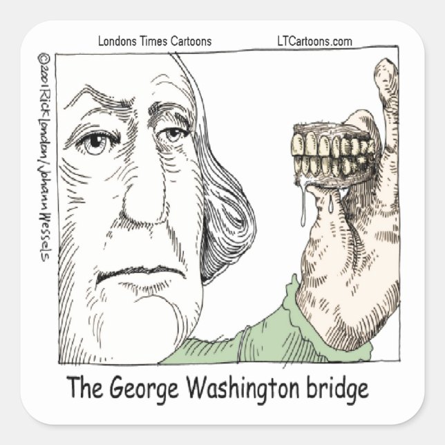 George Washington Bridge & Dentures Funny Gift Square Sticker (Front)