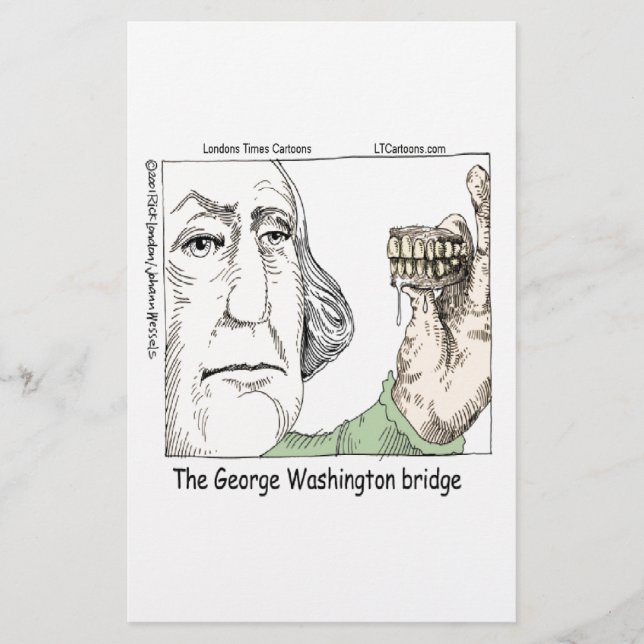 George Washington Bridge & Dentures Funny Gift Stationery (Front)
