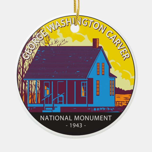 George Washington Carver National Monument Vintage Ceramic Ornament (Front)