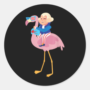 George Washington Flamingo 4th Of July American Fl Classic Round Sticker