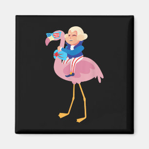 George Washington Flamingo 4th Of July American Fl Magnet