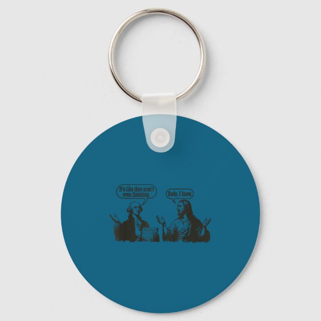George Washington Jesus Funny Historical Religious Key Ring (Front)