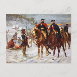 George Washington Lafayette Valley Forge Army Postcard