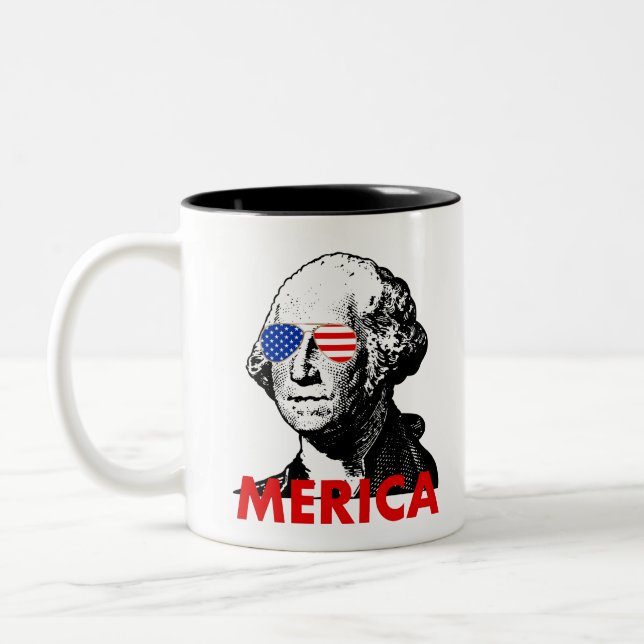 george washington merica Two-Tone coffee mug (Left)