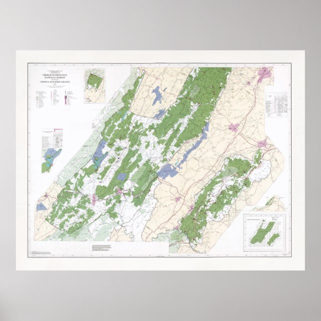 George Washington National Forest Map (1989)  Poster (Front)