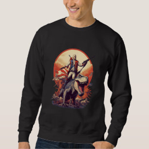 George Washington on a Dinosaur on July 4th Indepe Sweatshirt