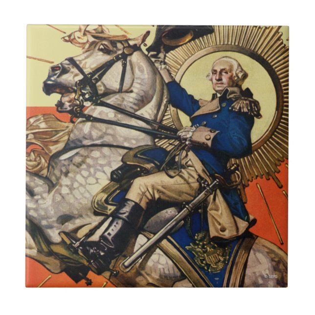 George Washington on Horseback Ceramic Tile (Front)
