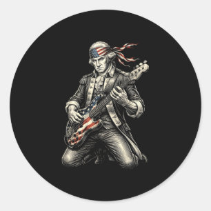 George washington patriotic bass guitar rock classic round sticker