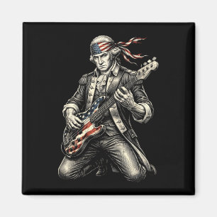 George washington patriotic bass guitar rock magnet