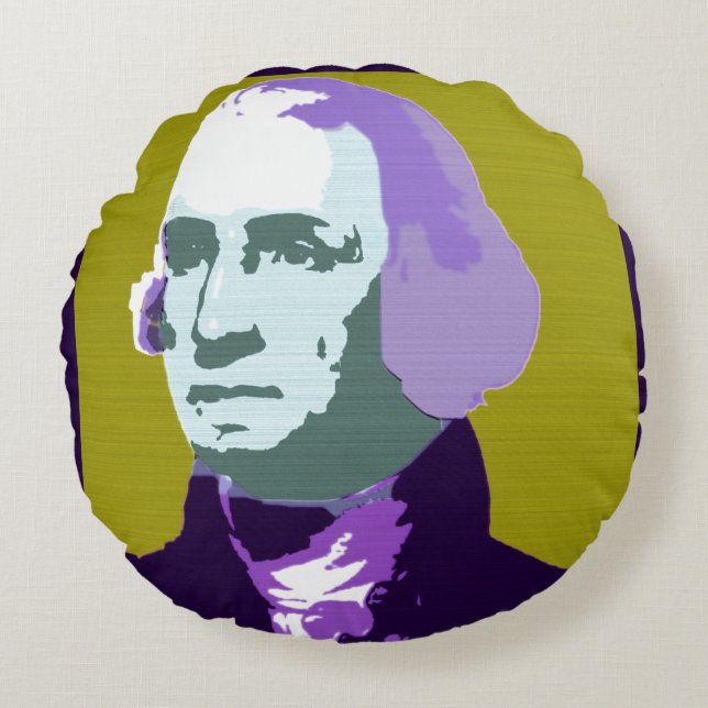 George Washington Pop Art No. 1 Round Cushion (Front)