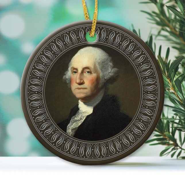 George Washington Portrait Ceramic Ornament (Custom Ornament)