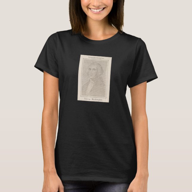 George Washington Portrait in Constitution Text   T-Shirt (Front)