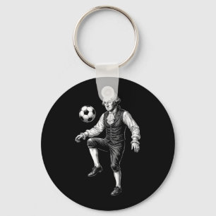 George Washington President Playing Soccer Retro Key Ring