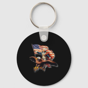 George Washington Riding A Bald Eagle Patriotic Wo Key Ring