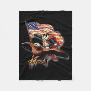 George Washington Riding A Ld Eagle Patriotic Woma Fleece Blanket