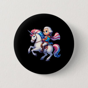 George Washington Riding A Unicorn 4th Of July Vin 6 Cm Round Badge