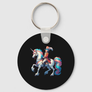 George Washington Riding A Unicorn 4th Of July Vin Key Ring