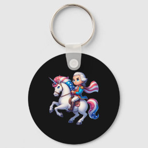 George Washington Riding A Unicorn 4th Of July Vin Key Ring