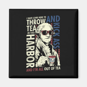 George Washington Throwing Tea Kick 4th Of July Magnet