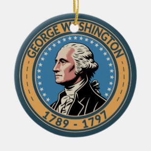 George Washington US President Illustration Badge Ceramic Ornament