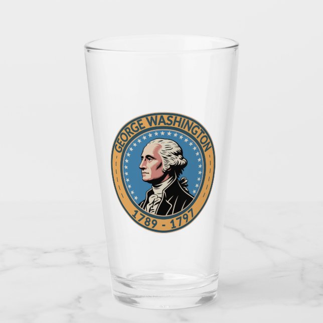 George Washington US President Illustration Badge Glass (Front)