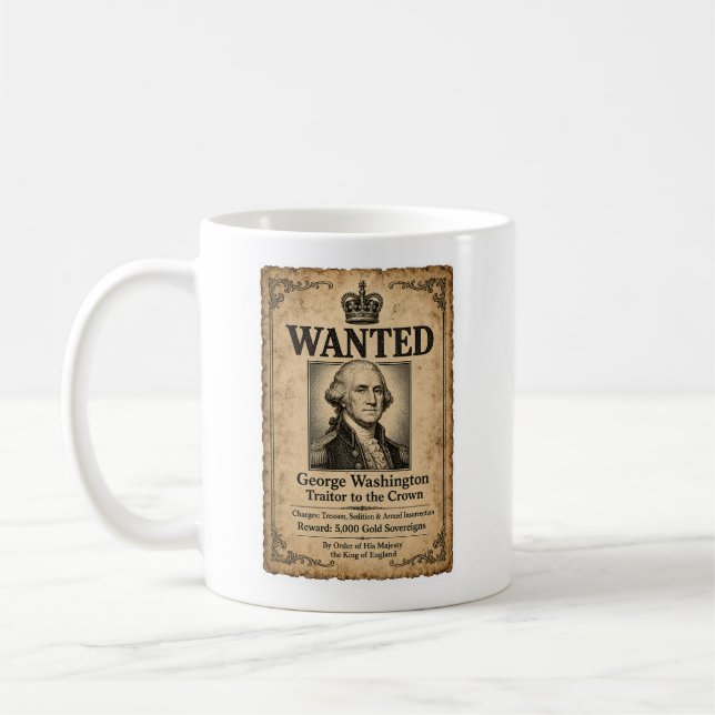 George Washington Wanted Poster Coffee Mug (Left)