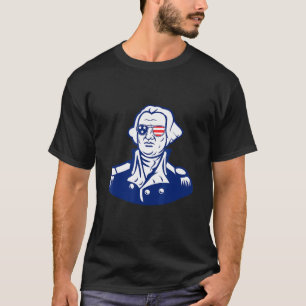 George Washington Wearing Sunglasses With Usa Flag T-Shirt
