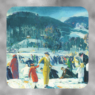 George Wesley Bellows -Love of Winter- Christmas Square Sticker