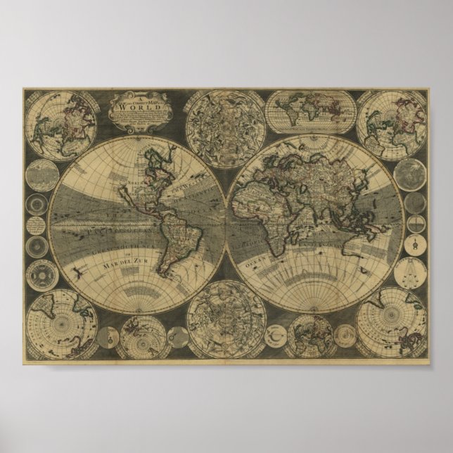 George Willdey 1702 Map of the World Poster (Front)