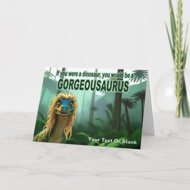 Georgeousaurus Blonde Dinosaur Holiday Card (Front)