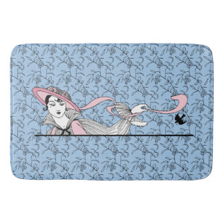 Georges Barbier 1920s Fashion Lady and Bird Bath Mat