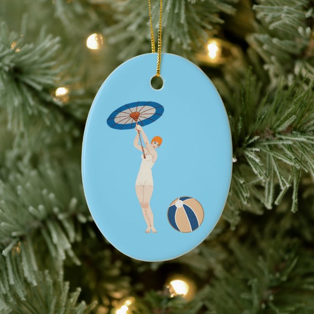 Georges Barbier Au Lido 1924 Fashion Illustration Ceramic Ornament (Tree)